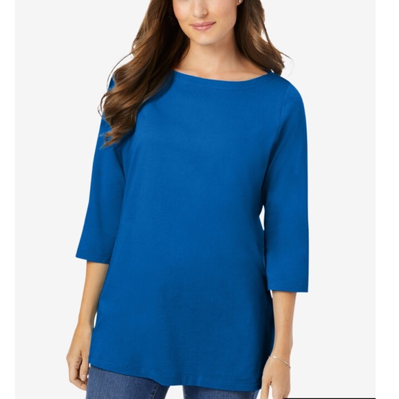 NWOT Woman within blue pullover top - Picture 1 of 15
